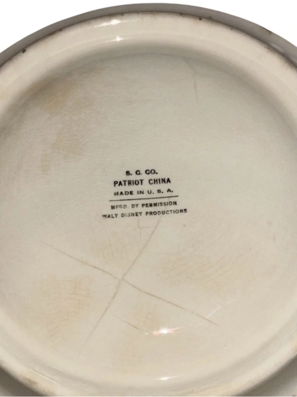 1930's DONALD DUCK Ice Cream Patriot China ceramic sectional plate Disney - Picture 2 of 4